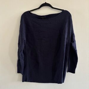 J. Crew Navy Off-the-Shoulder Lightweight Wool Blend 3/4 Sleeve Sweater Sz. XS